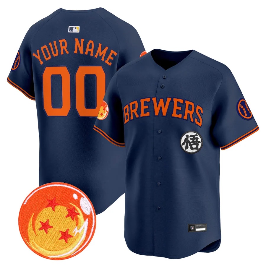 Milwaukee Brewers x Dragon Ball Vapor Premier Limited Custom Jersey NAVY