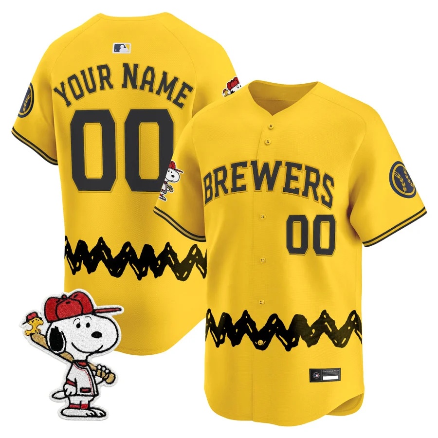 Milwaukee Brewers x Peanuts Vapor Premier Limited Custom Jersey GOLD