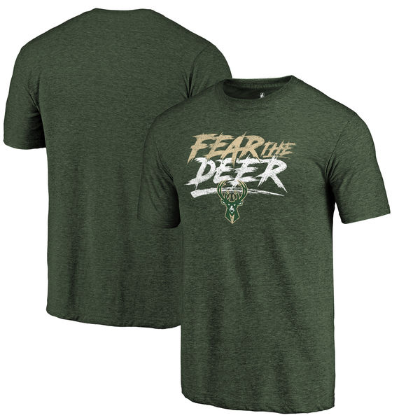 Milwaukee Bucks Fanatics Branded Green Fear The Deer Hometown Collection Tri-Blend T-Shirt