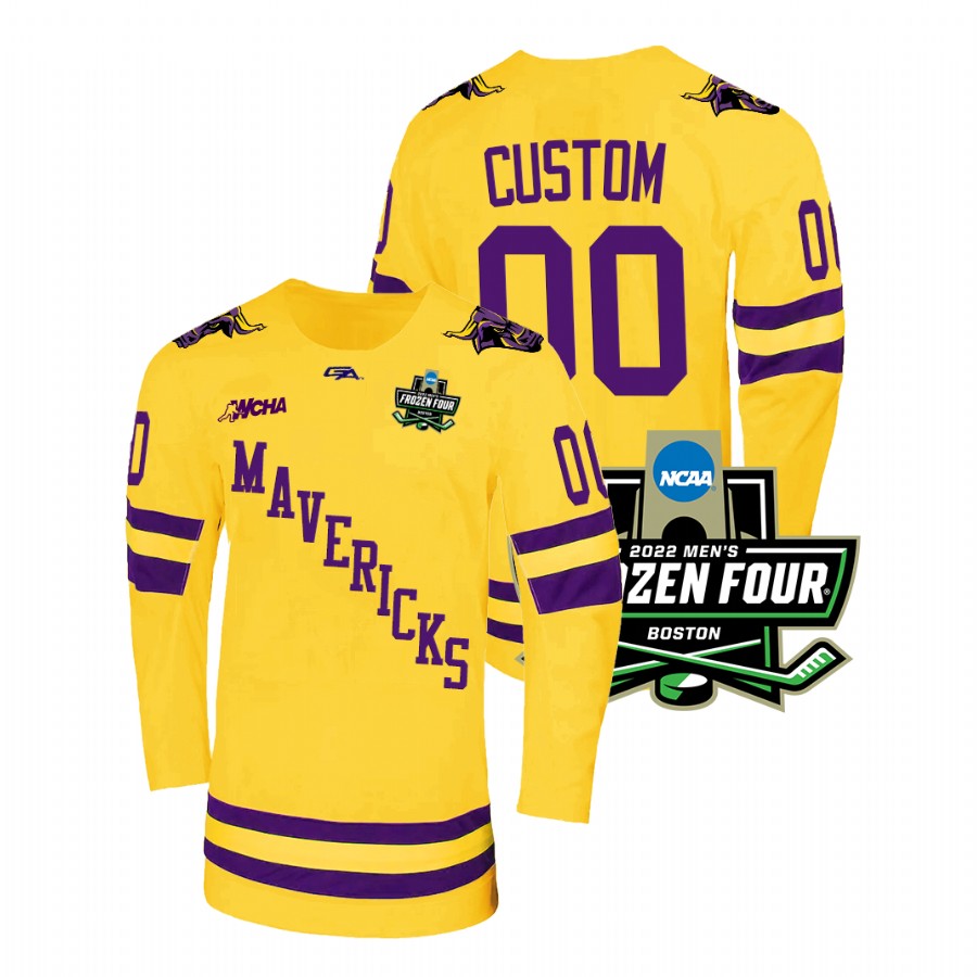 Minnesota State Mavericks Custom 2022 Frozen Four Championship Hockey Jersey Gold