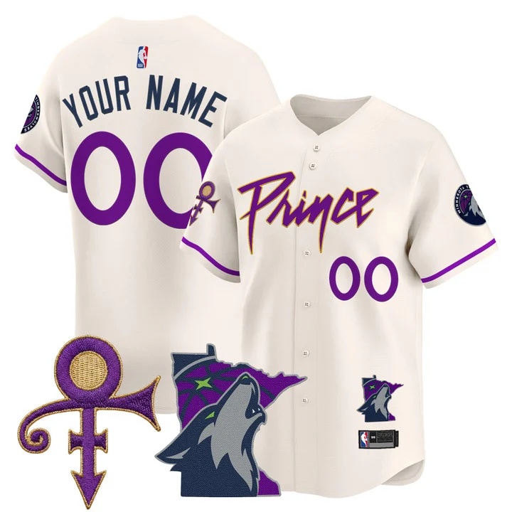Minnesota Timberwolves Prince Patch Vapor Baseball Custom Jersey cream