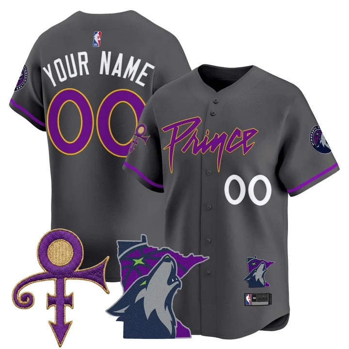 Minnesota Timberwolves Prince Patch Vapor Baseball Custom Jersey gray