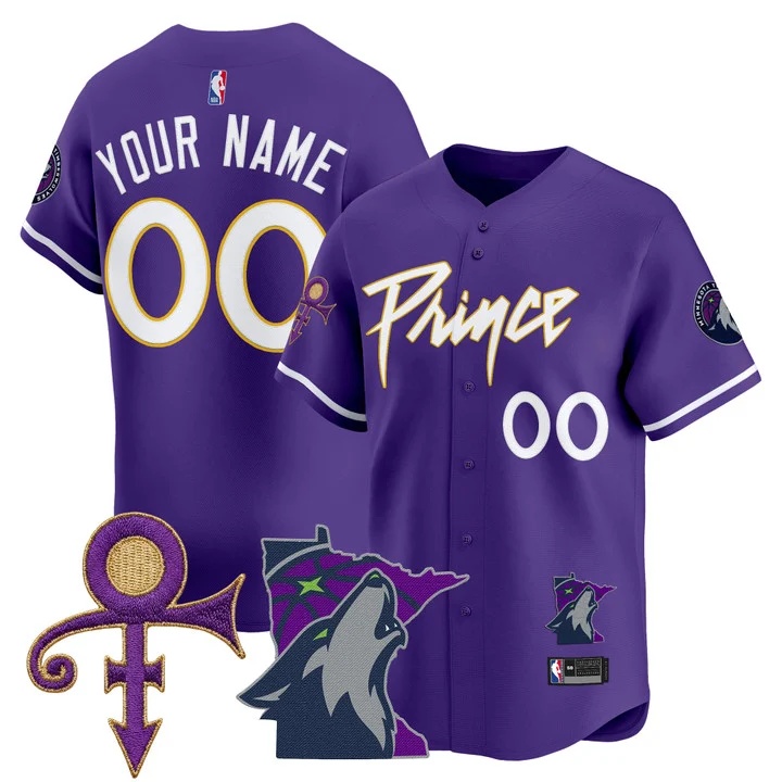 Minnesota Timberwolves Prince Patch Vapor Baseball Custom Jersey purple