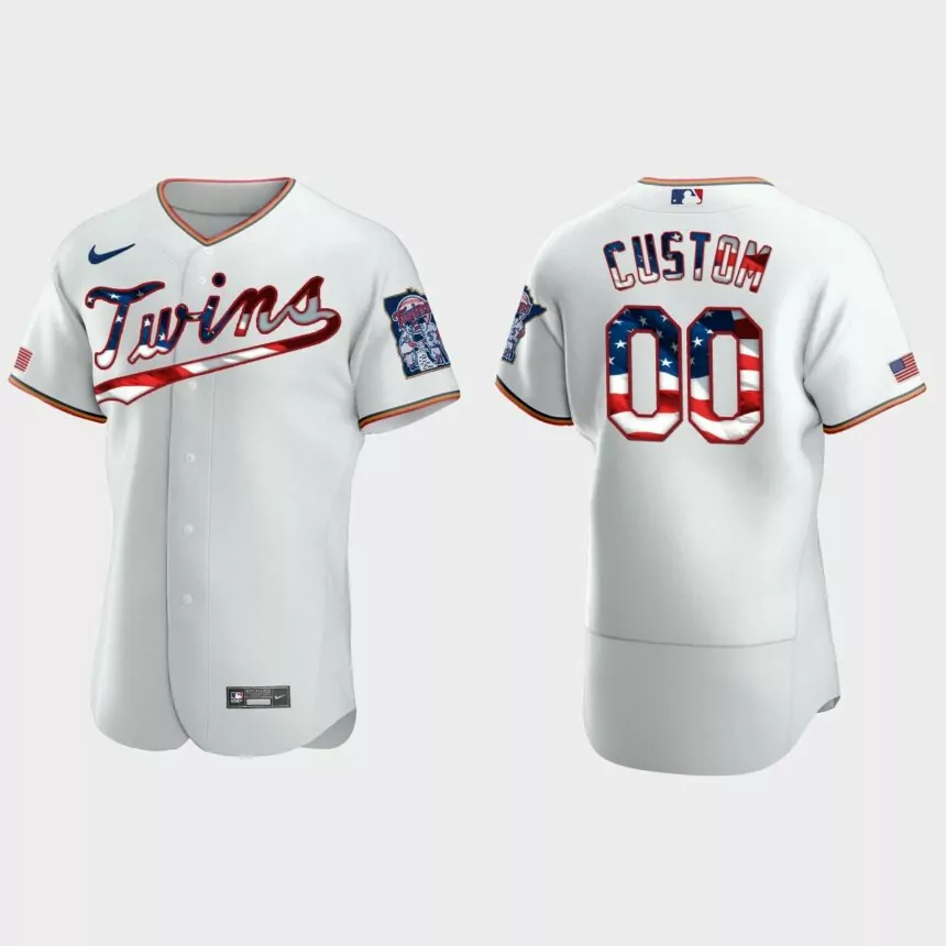 Minnesota Twins Custom 2020 Stars & Stripes 4th of July Jersey – White