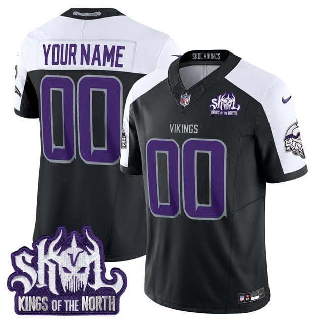 Minnesota Vikings 2025 Winter Warrior Skol Patch Vapor Limited Custom Jersey black