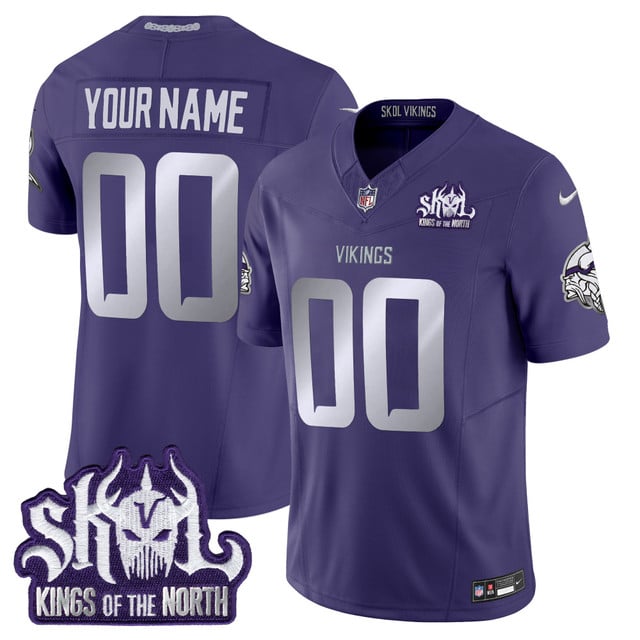 Minnesota Vikings 2025 Winter Warrior Skol Patch Vapor Limited Custom Jersey purple1