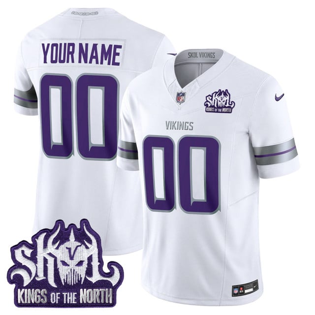Minnesota Vikings 2025 Winter Warrior Skol Patch Vapor Limited Custom Jersey white