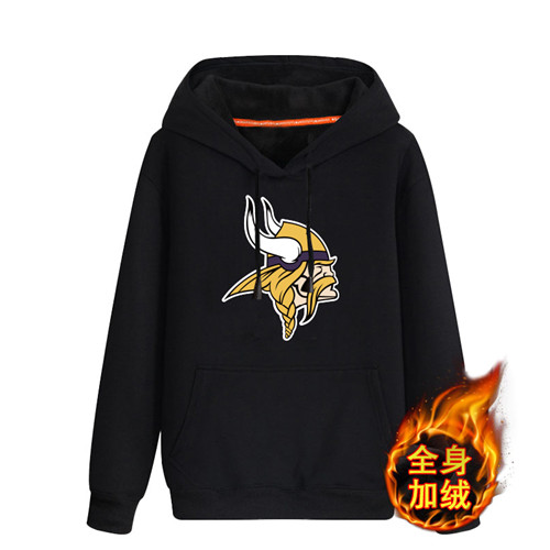 Minnesota Vikings Black Men's Winter Thicken NFL Pullover Hoodie