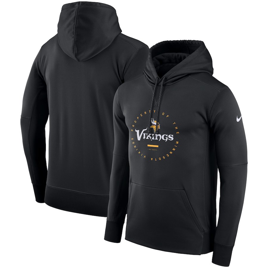 Minnesota Vikings Nike Sideline Property Of Wordmark Logo Performance Pullover Hoodie Black