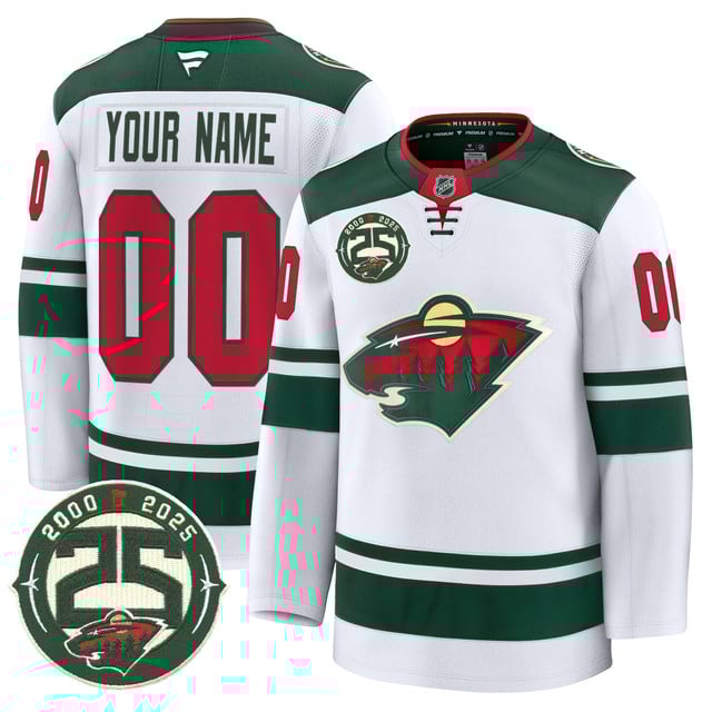 Minnesota Wild 25th Anniversary Patch Premium Custom Jersey WHITE