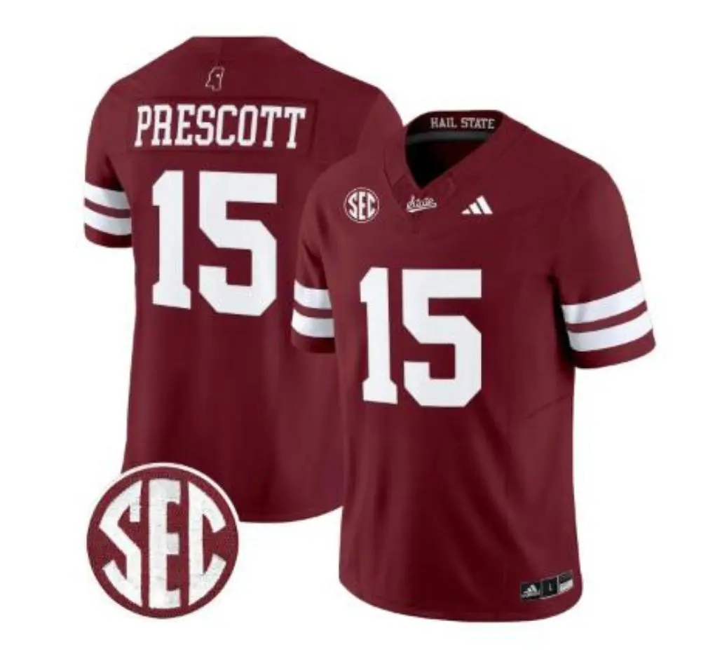 Mississippi State Bulldogs #15 Dak Prescott 2025 Maroon Football Game Jersey 
