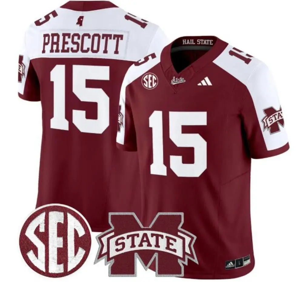 Mississippi State Bulldogs #15 Dak Prescott Maroon White Gratitude Limited Football Jersey 