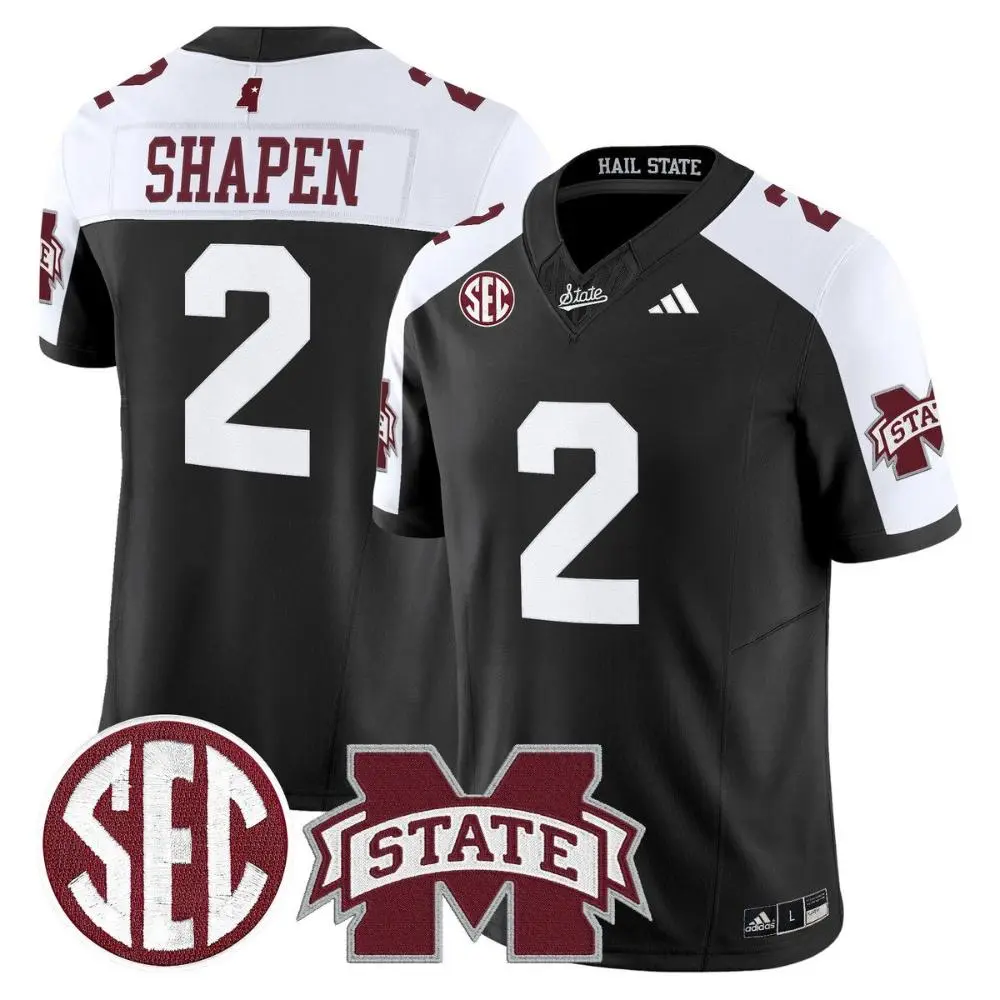 Mississippi State Bulldogs #2 Blake Shapen  Black White Gratitude Limited Football Jersey 