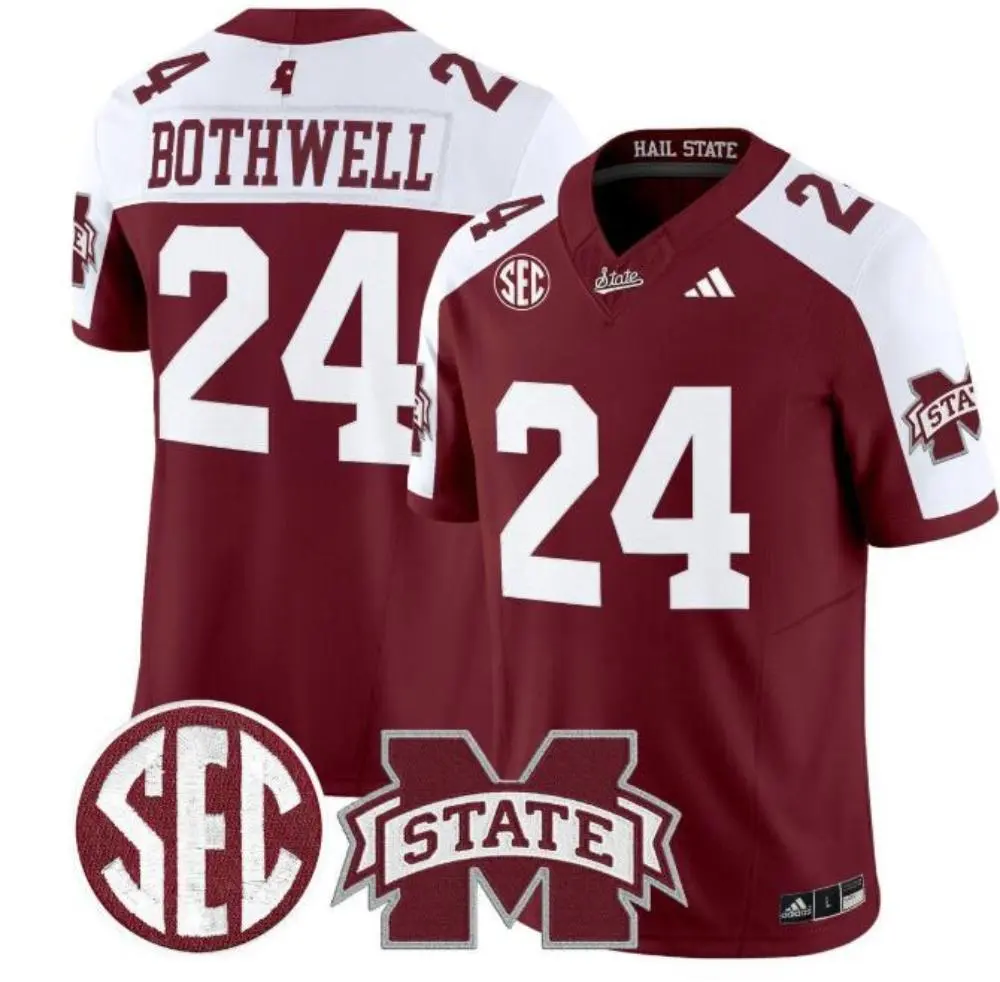 Mississippi State Bulldogs #24 Fluff Bothwell  Maroon White Gratitude Limited Football Jersey 