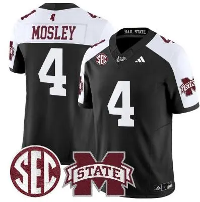 Mississippi State Bulldogs #4 Jordan Mosley  Black White Gratitude Limited Football Jersey 