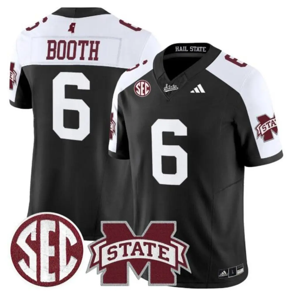 Mississippi State Bulldogs #6 Davon Booth Black White Gratitude Limited Football Jersey 
