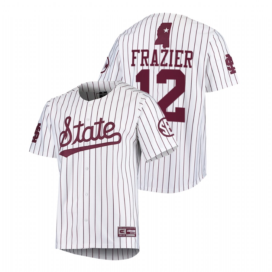Mississippi State Bulldogs Adam Frazier Men White College Baseball MLB Alumni Jersey