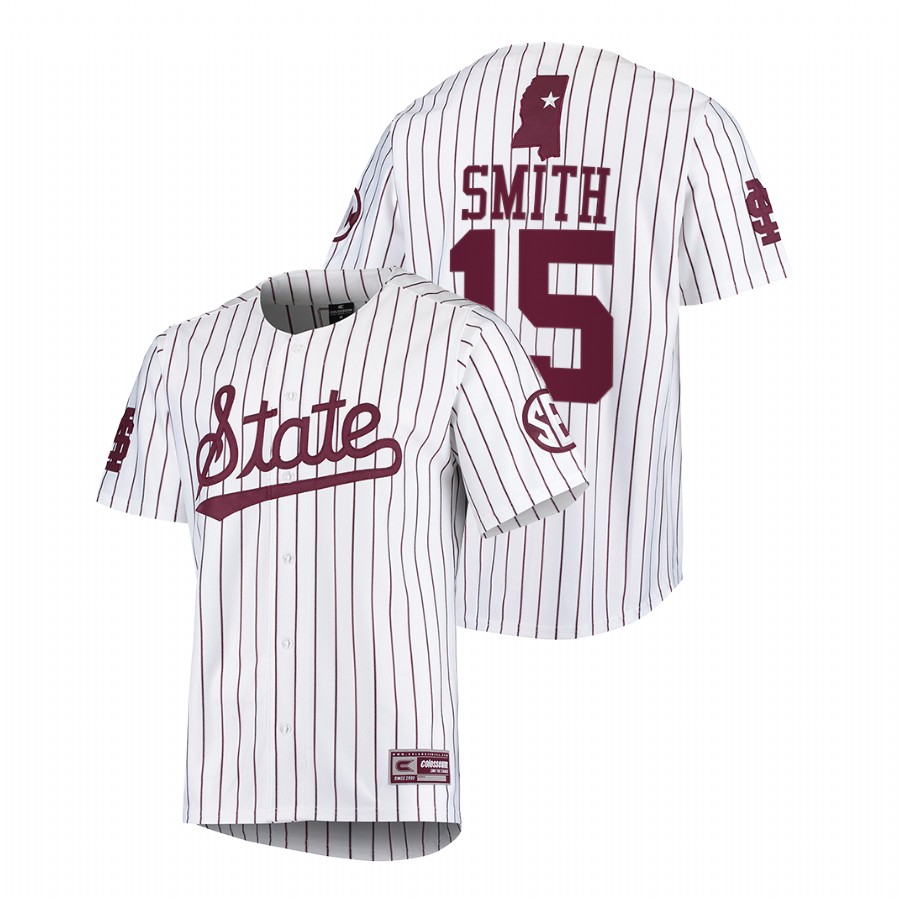 Mississippi State Bulldogs Cade Smith Men White College Baseball Jersey