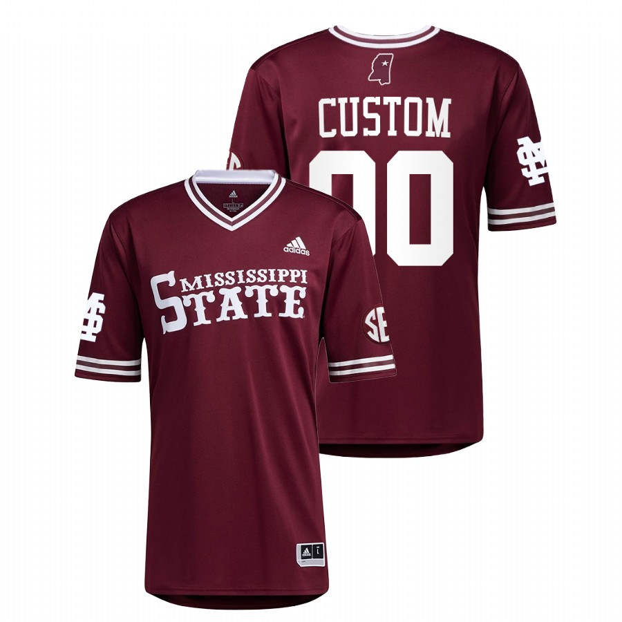 Mississippi State Bulldogs Custom Men Maroon College Baseball Jersey