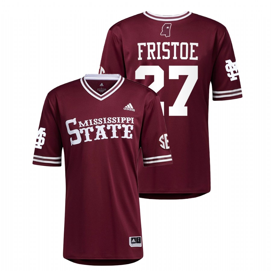 Mississippi State Bulldogs Jackson Fristoe Men Maroon College Baseball Jersey