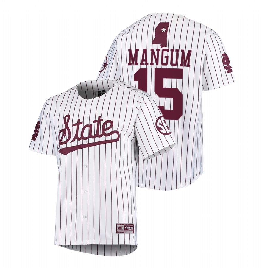 Mississippi State Bulldogs Jake Mangum Men White College Baseball Alumni Jersey