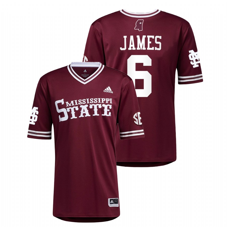 Mississippi State Bulldogs Kamren James Men Maroon College Baseball Jersey
