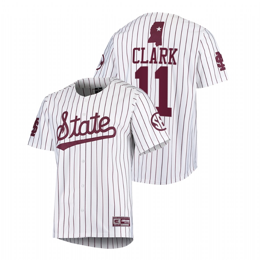 Mississippi State Bulldogs Kellum Clark Men White College Baseball Jersey