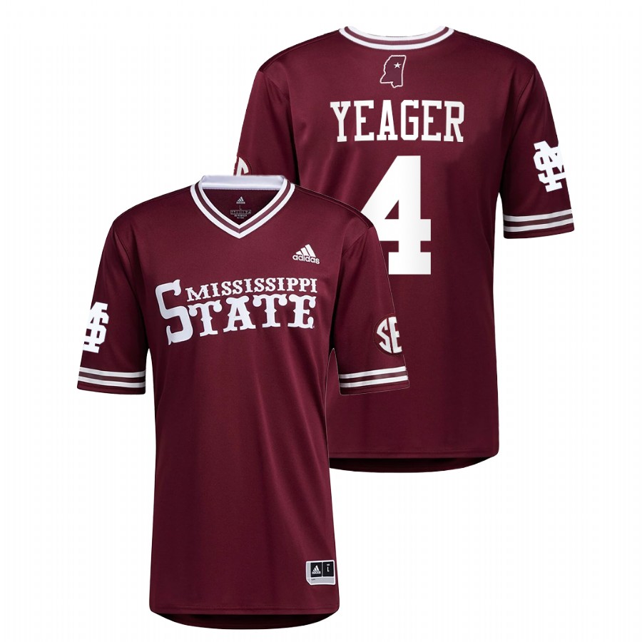 Mississippi State Bulldogs RJ Yeager Men Maroon College Baseball Jersey