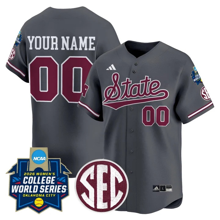 Mississippi State Softball 2026 World Series (WCWS) Vapor Premier Limited Custom Jersey DARK GRAY