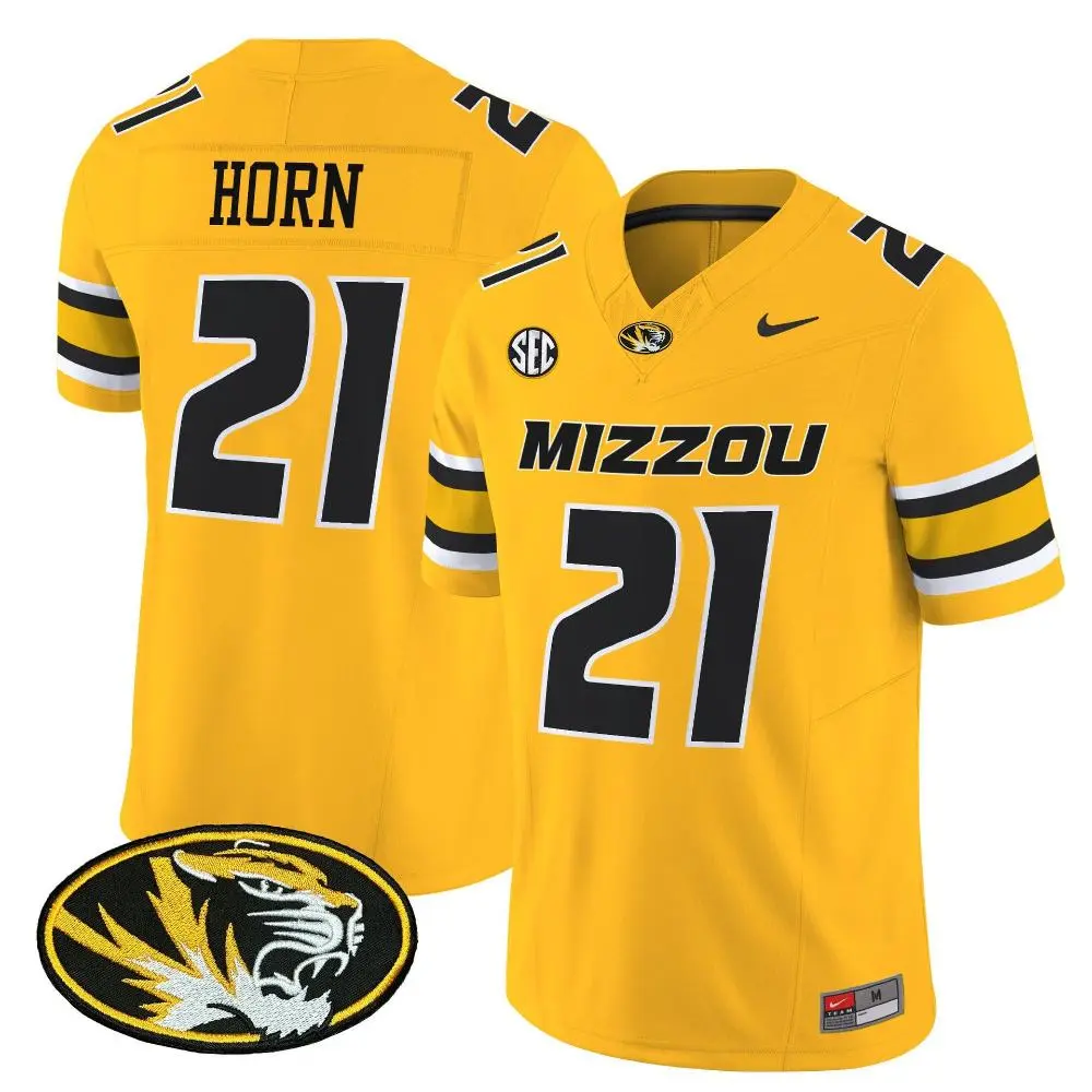 Missouri Tigers #21 Sam Horn Nike 2025 Gold College Football Game Jersey 