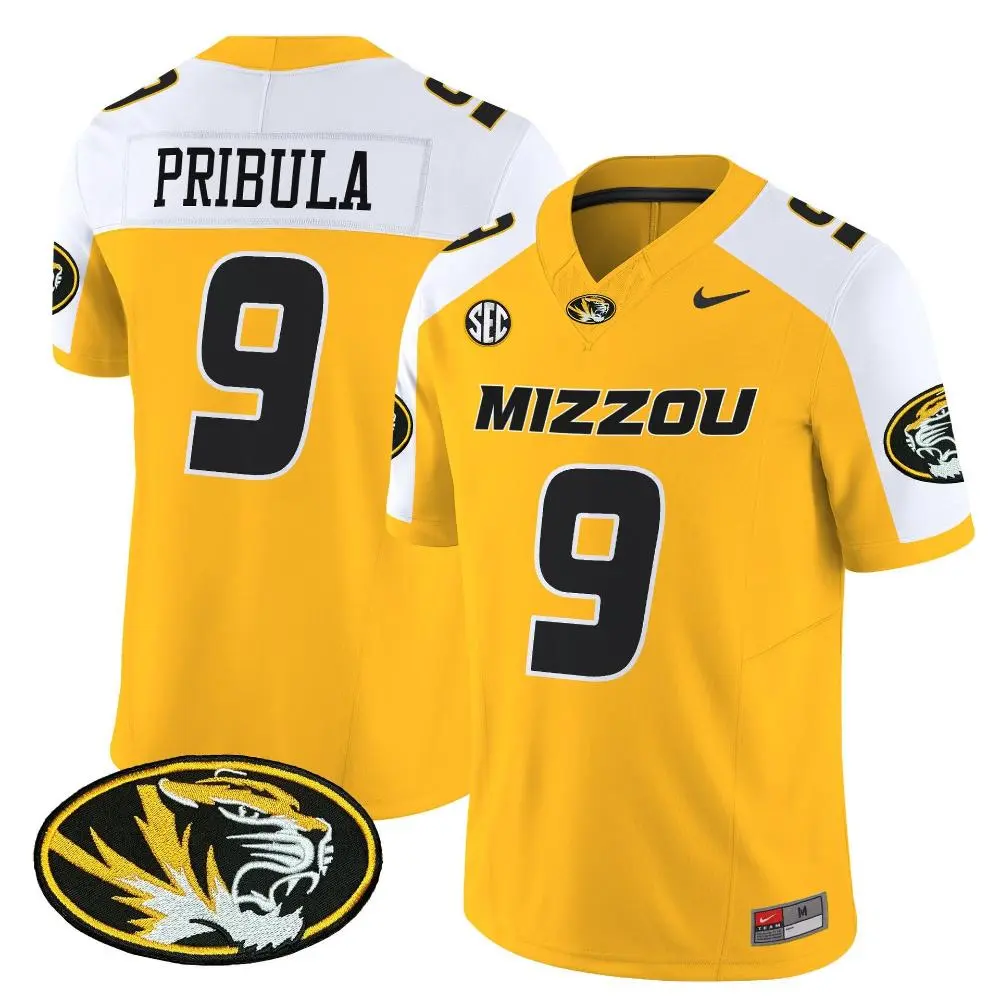 Missouri Tigers #9 Beau Pribula Gold White Football Gratitude F.U.S.E. Limited Jersey 