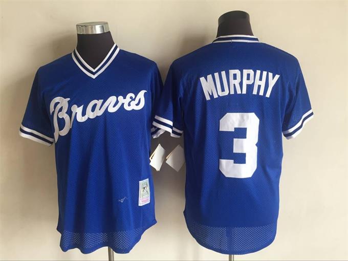 Mitchell&Ness Atlanta Braves #3 Dale Murphy Mesh Batting Practice Blue Throwback Jerseys