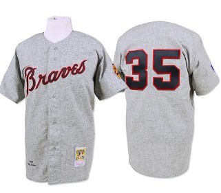 Mitchell&Ness Atlanta Braves #35 Phil Niekro 1969 Gray Wool Throwback Jerseys