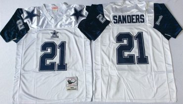 Mitchell&Ness cowboys  #21 Deion Sanders Throwback Stitched NFL Jersey
