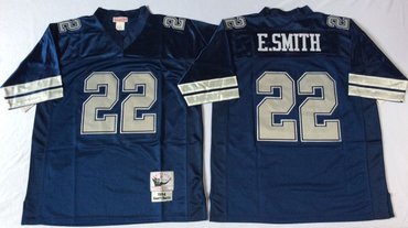 Mitchell&Ness cowboys #22 Emmitt Smith blue Throwback Stitched NFL Jerseys