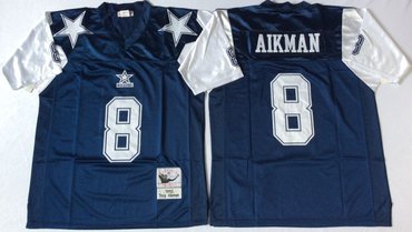 Mitchell&Ness cowboys #8 Troy Aikman Throwback Stitched NFL Jerseys