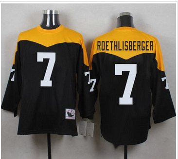 Mitchell And Ness 1967 Pittsburgh Steelers #7 Ben Roethlisberger Black Yelllow Throwback Men's Stitched NFL Jersey
