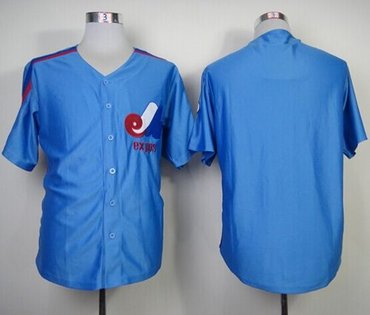 Mitchell And Ness Montreal Expos Blank Blue Throwback Stitched Baseball Jersey