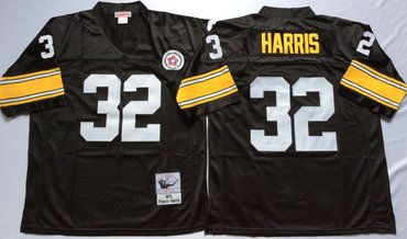 Mitchell And Ness Steelers #32 Franco Harris Black Throwback Stitched NFL Jersey