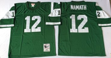 Mitchell And Ness jets #12 Joe Namath  green Throwback Stitched NFL Jerseys