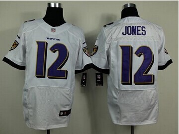 NEW Baltimore Ravens #12 Jacoby Jones White NFL New Elite Jersey
