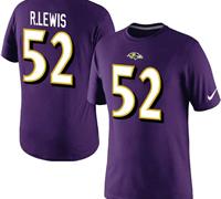 NEW Baltimore Ravens #52 R.LEWIS Pride Name & Number T-Shirt- Purple