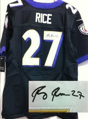 NEW Baltimore Ravens 27 Ray Rice Black Signed Elite NFL Jerseys