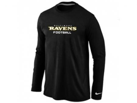 NEW Baltimore Ravens Authentic font Long Sleeve T-Shirt Black