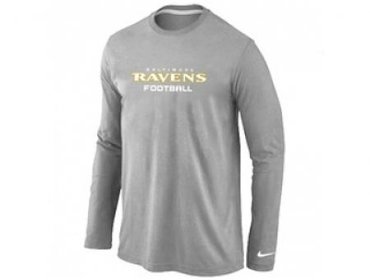 NEW Baltimore Ravens Authentic font Long Sleeve T-Shirt Grey
