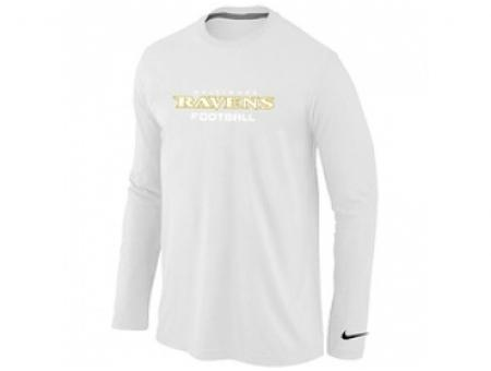 NEW Baltimore Ravens Authentic font Long Sleeve T-Shirt White