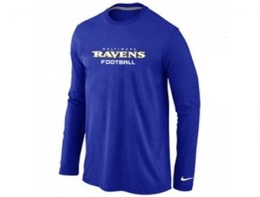 NEW Baltimore Ravens Authentic font Long Sleeve T-Shirt blue
