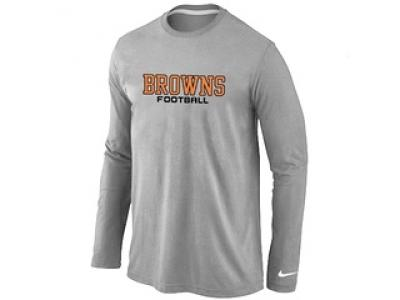 NEW Cleveland Browns Authentic font Long Sleeve T-Shirt Grey