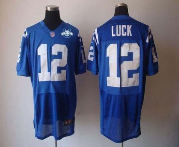NEW Colts #12 Andrew Luck Royal Blue Team Color With 30TH Seasons Patch Men's Stitched NFL Elite Jersey