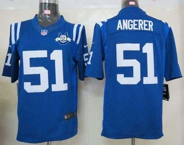 NEW Colts #51 Pat Angerer Royal Blue Team Color With 30TH Seasons Patch Men's Stitched NFL Limited Jersey